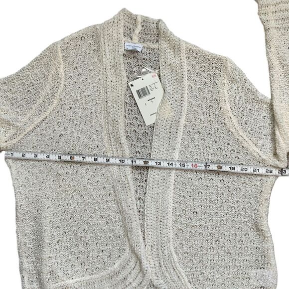 Jaclyn Smith White Long Sleeve Knit Open Front Cottage Cardigan Sweater Large - Picture 8 of 12